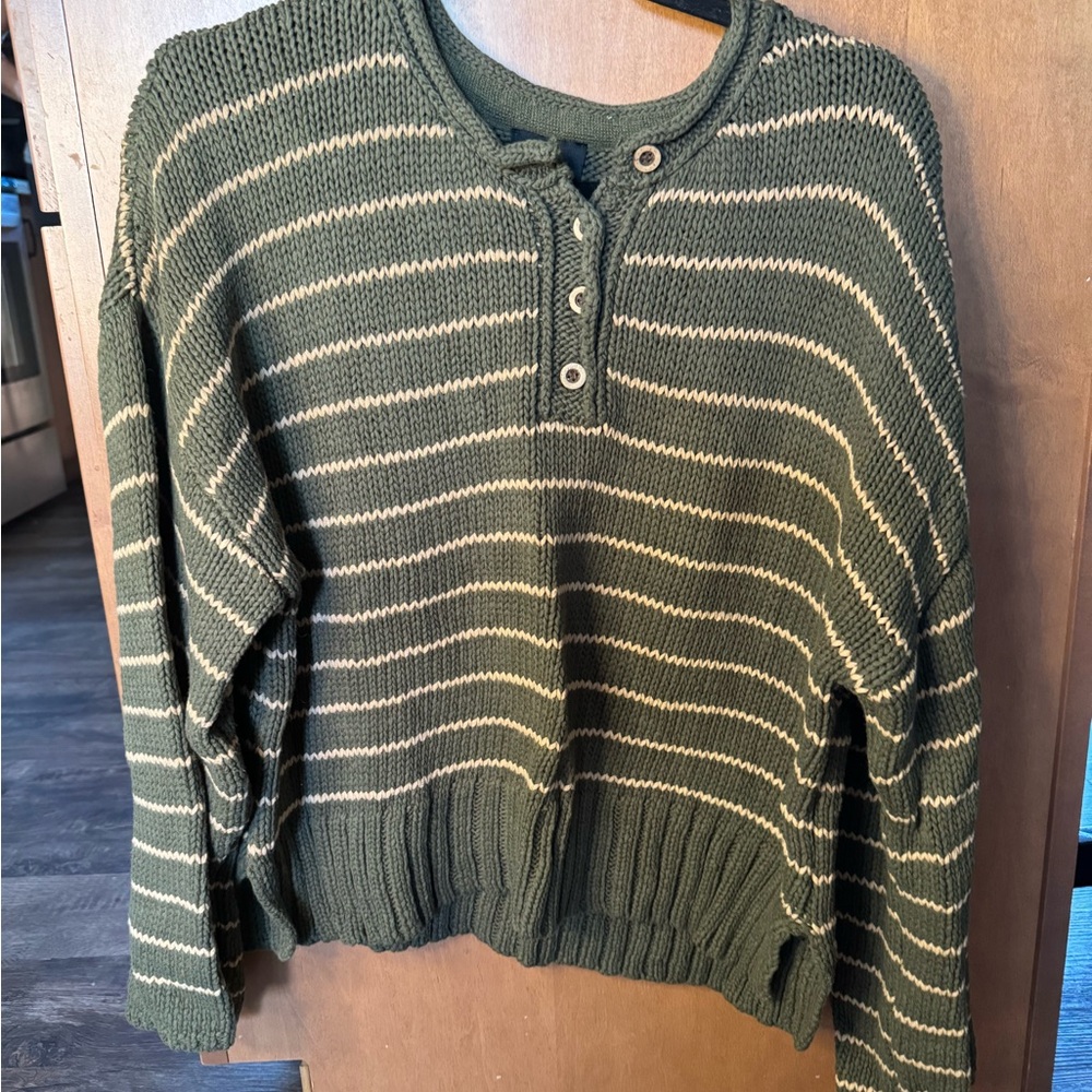 Hunter Green & Yellow Striped Sweater